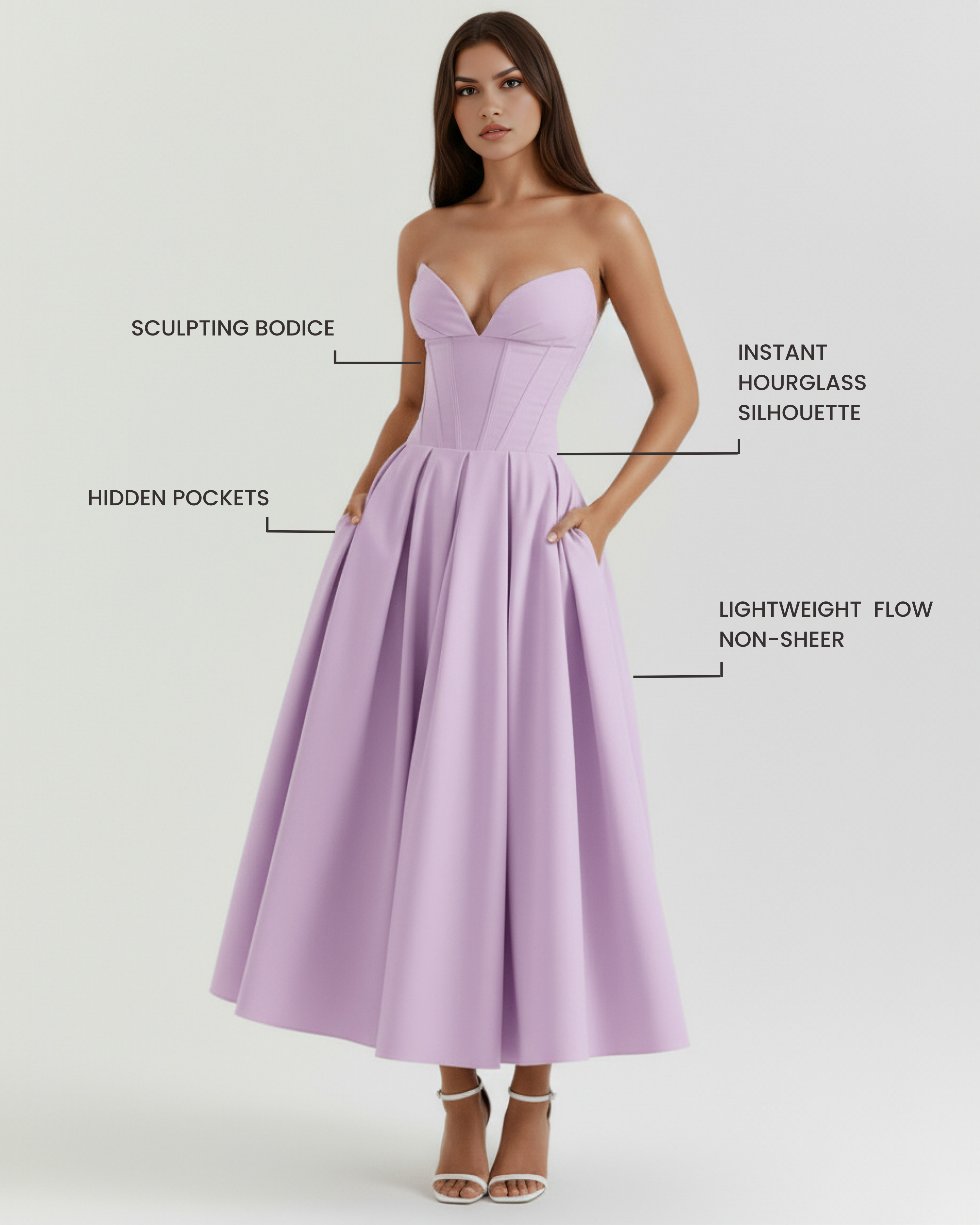 Amalfi Strapless Voluminous Maxi Wedding Guest Dress - White