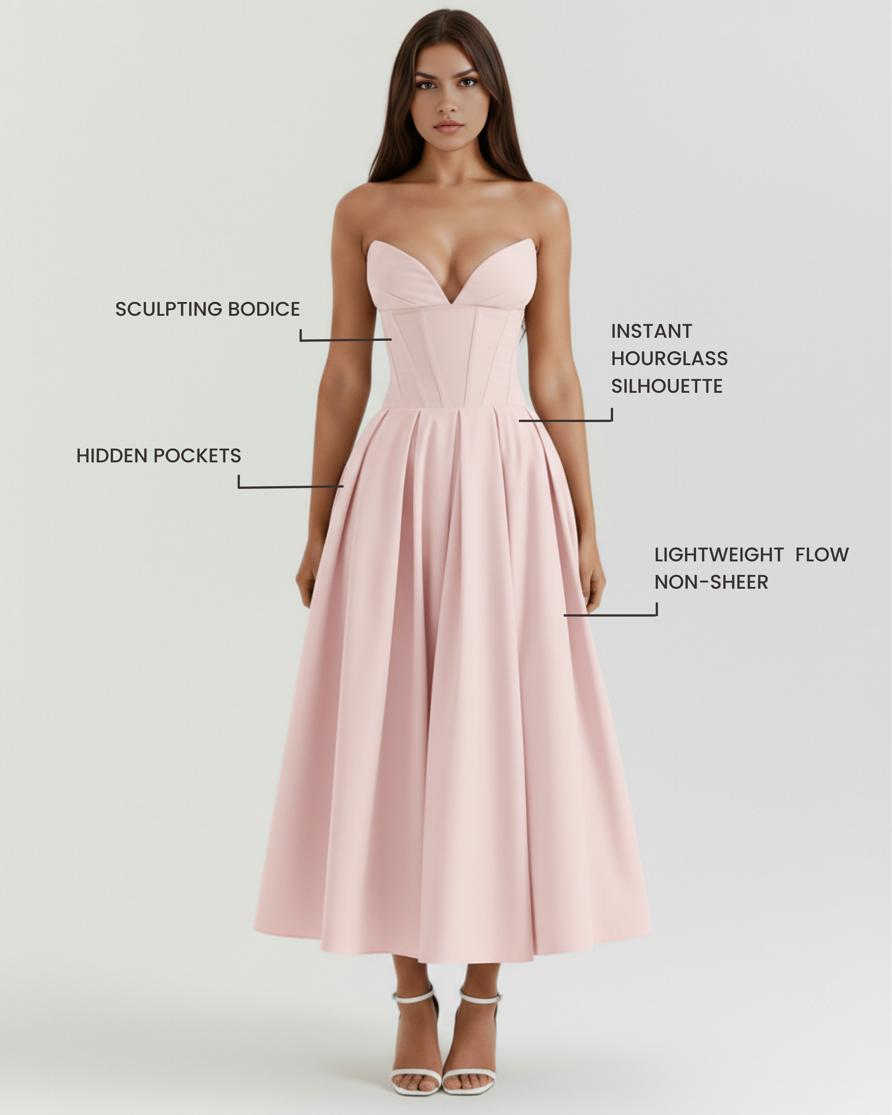 Amalfi Strapless Voluminous Maxi Wedding Guest Dress - White