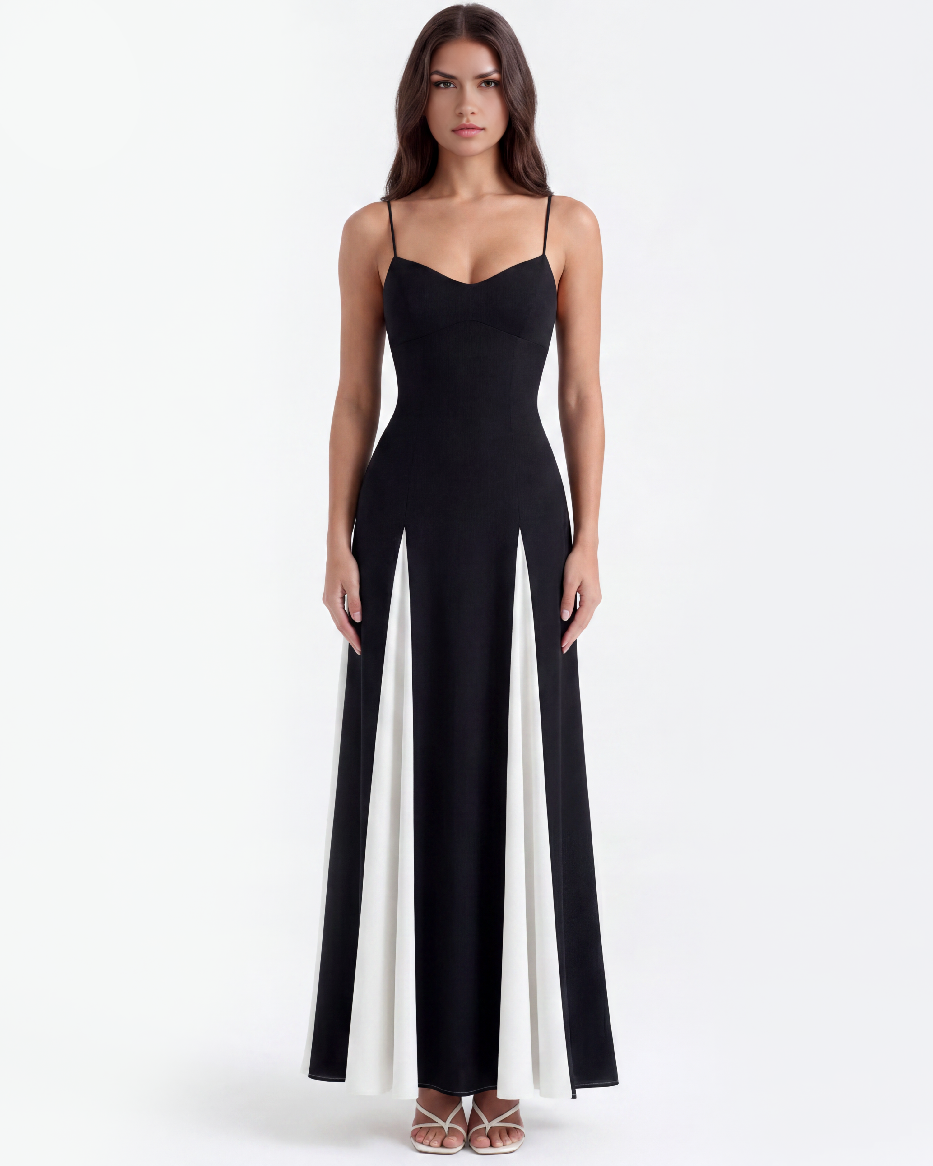 Porto Fino Pleated Maxi Evening Dress - Cream