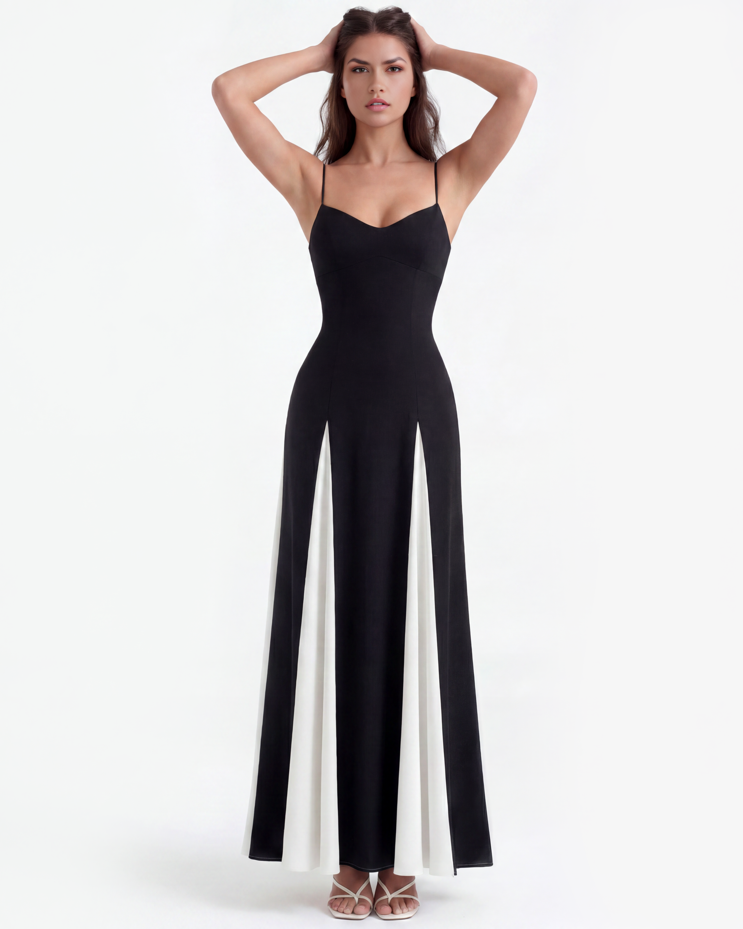 Porto Fino Pleated Maxi Evening Dress - Cream