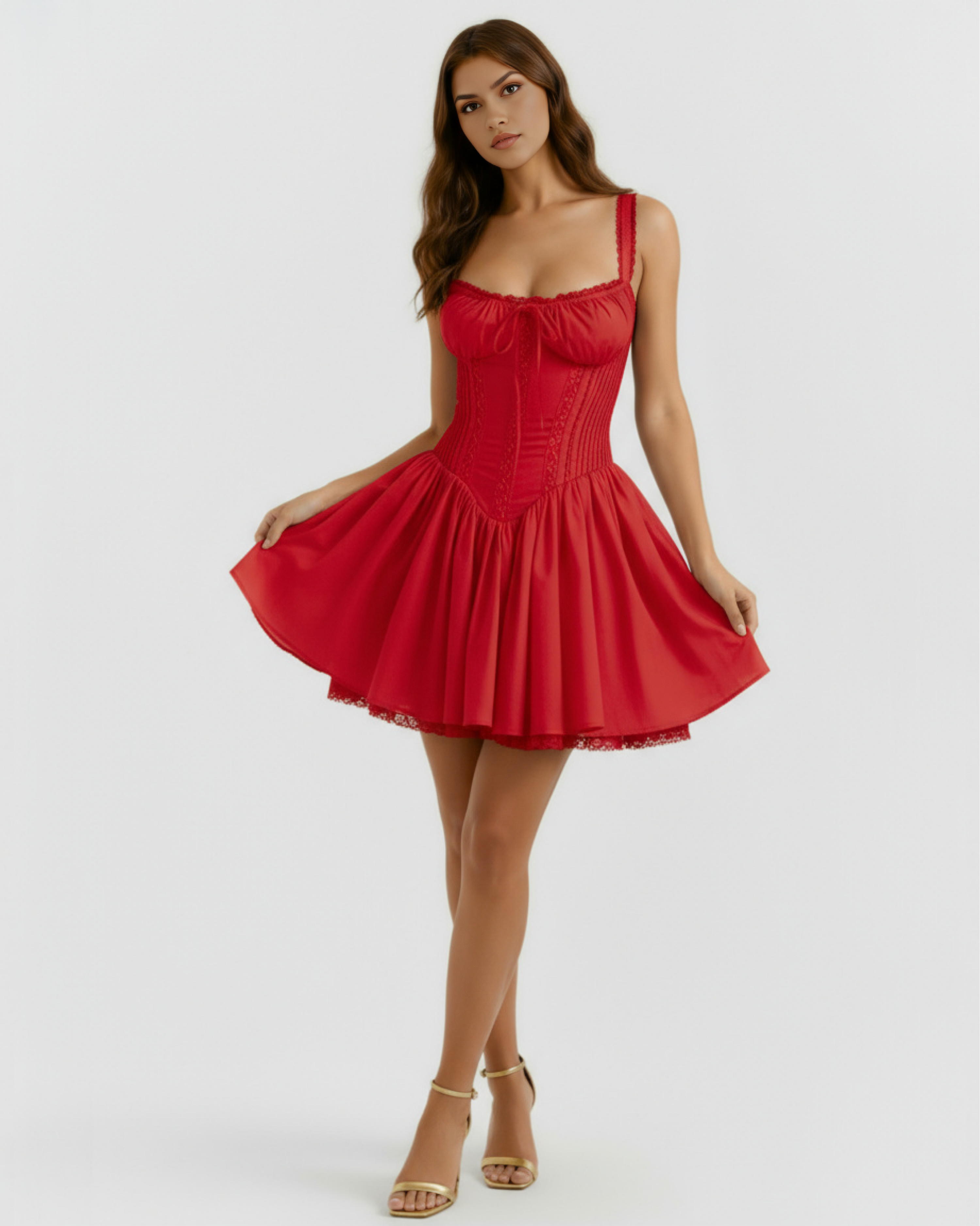 Luna Lace Sweetheart Neckline Mini Summer Dress - White