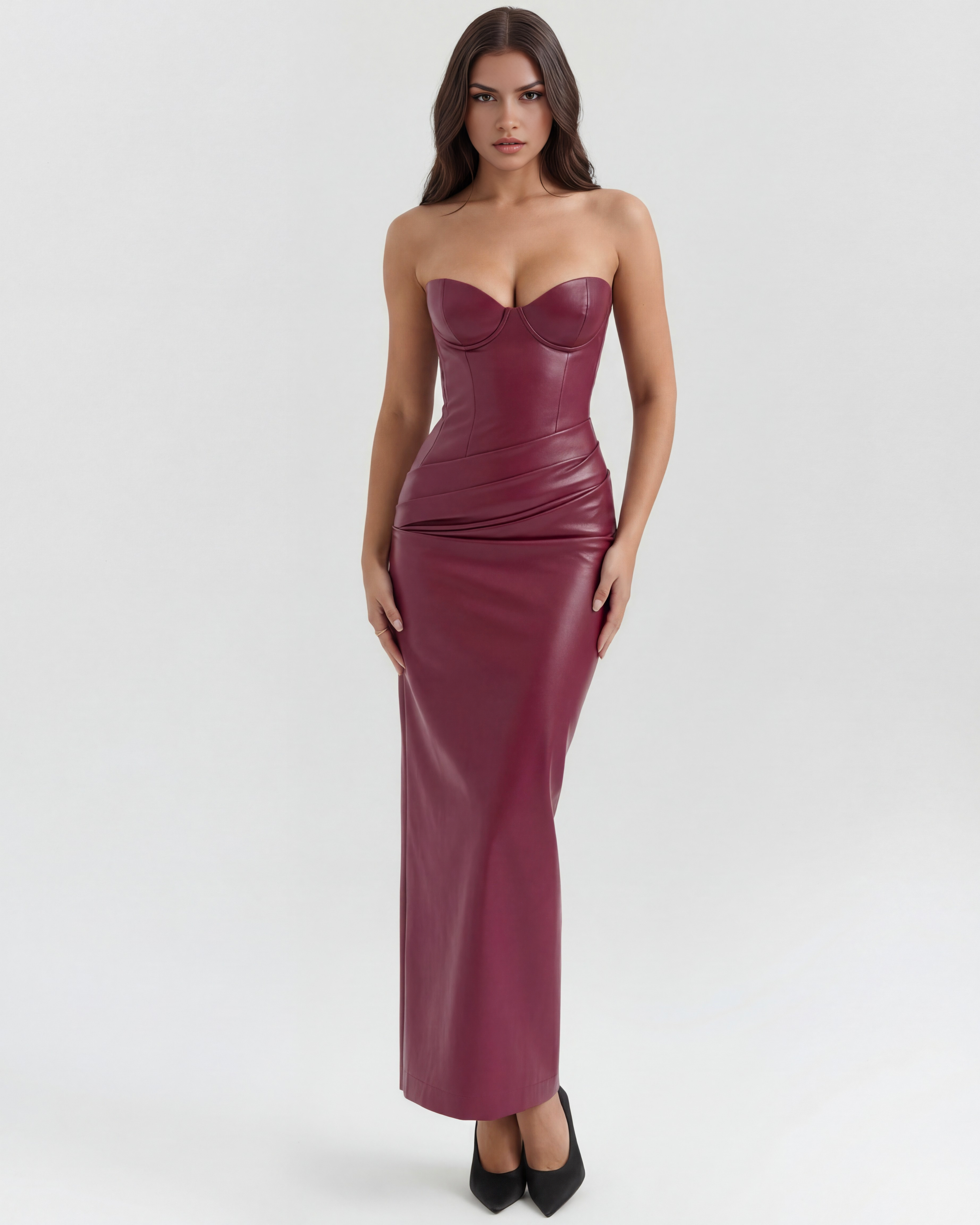Vanessa Strapless Bodycon Midi Cocktail Dress - Black