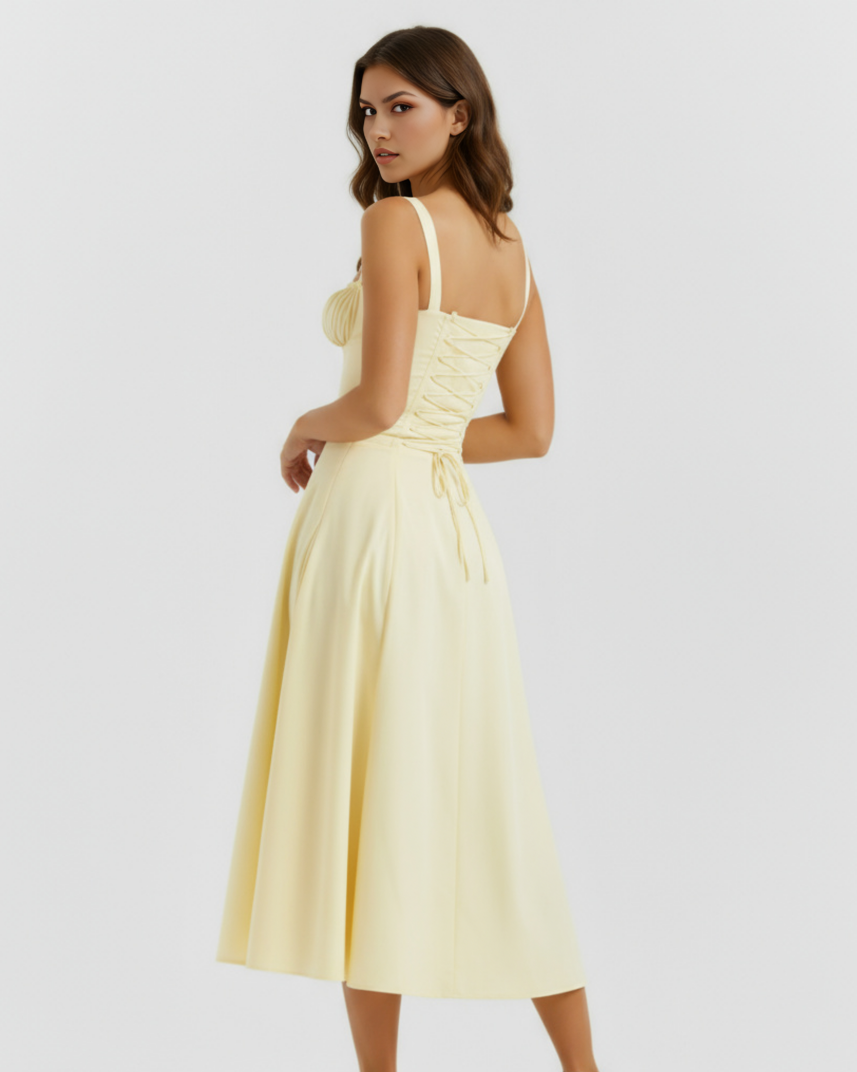 Aurora Corseted Fitted Maxi Summer Dress - Buttercup