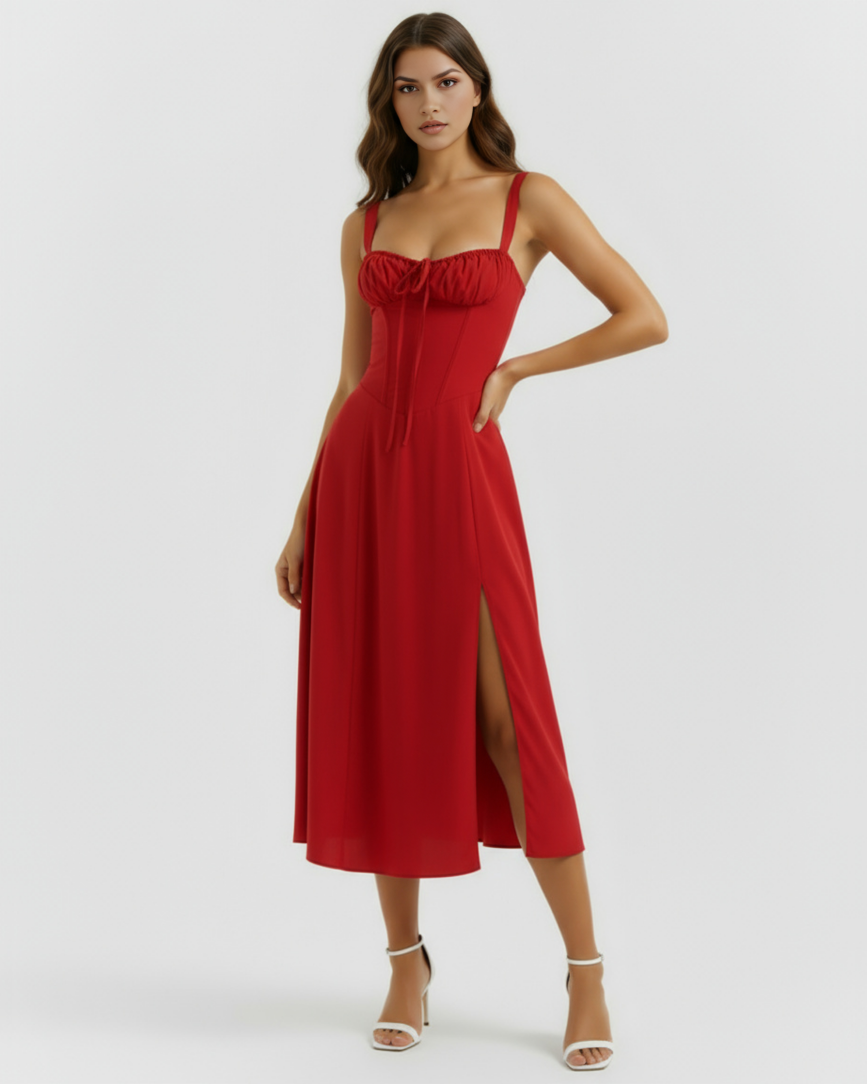 Aurora Corseted Lace Up Maxi Summer Dress - Buttercup