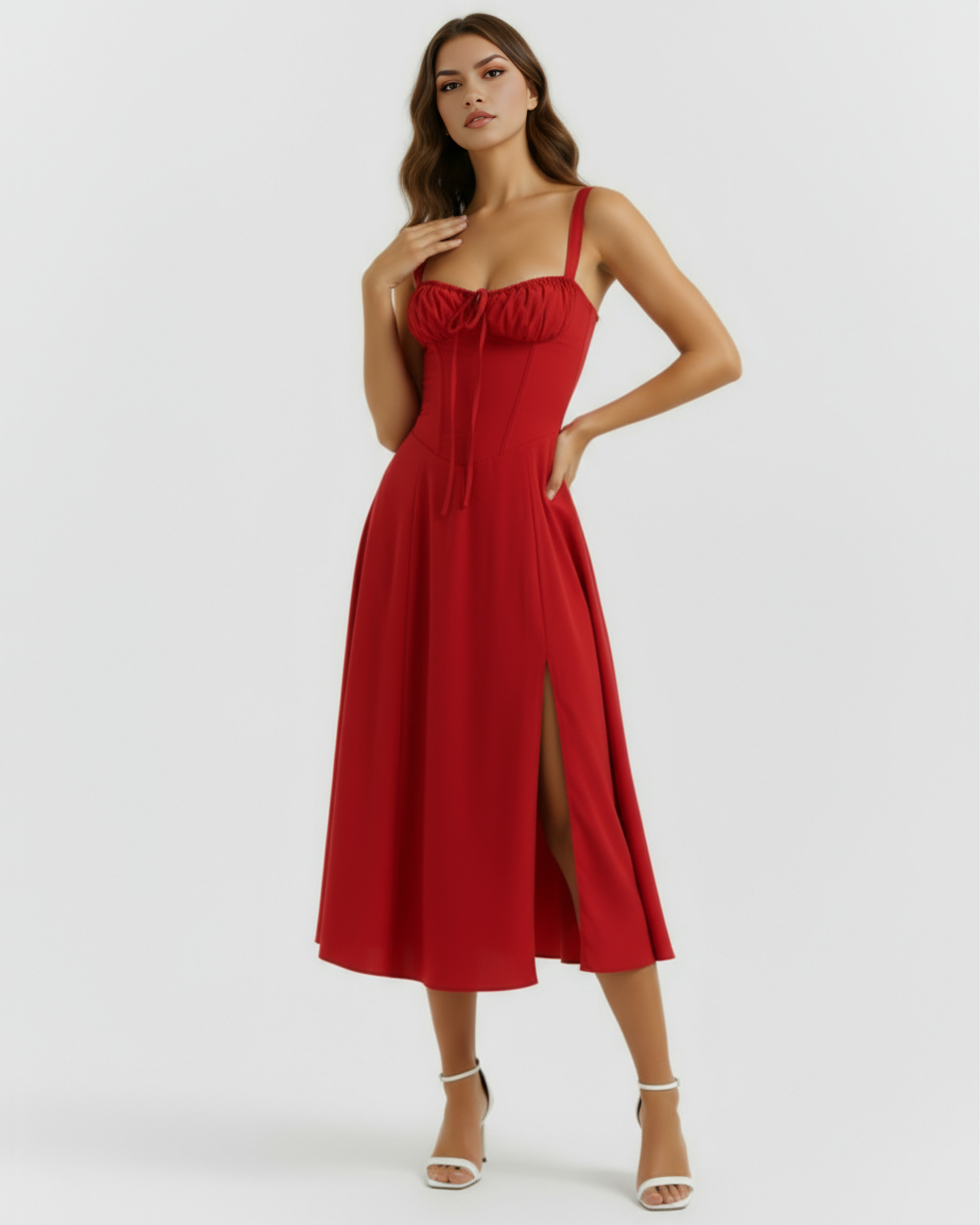 Aurora Corseted Lace Up Maxi Summer Dress - Buttercup