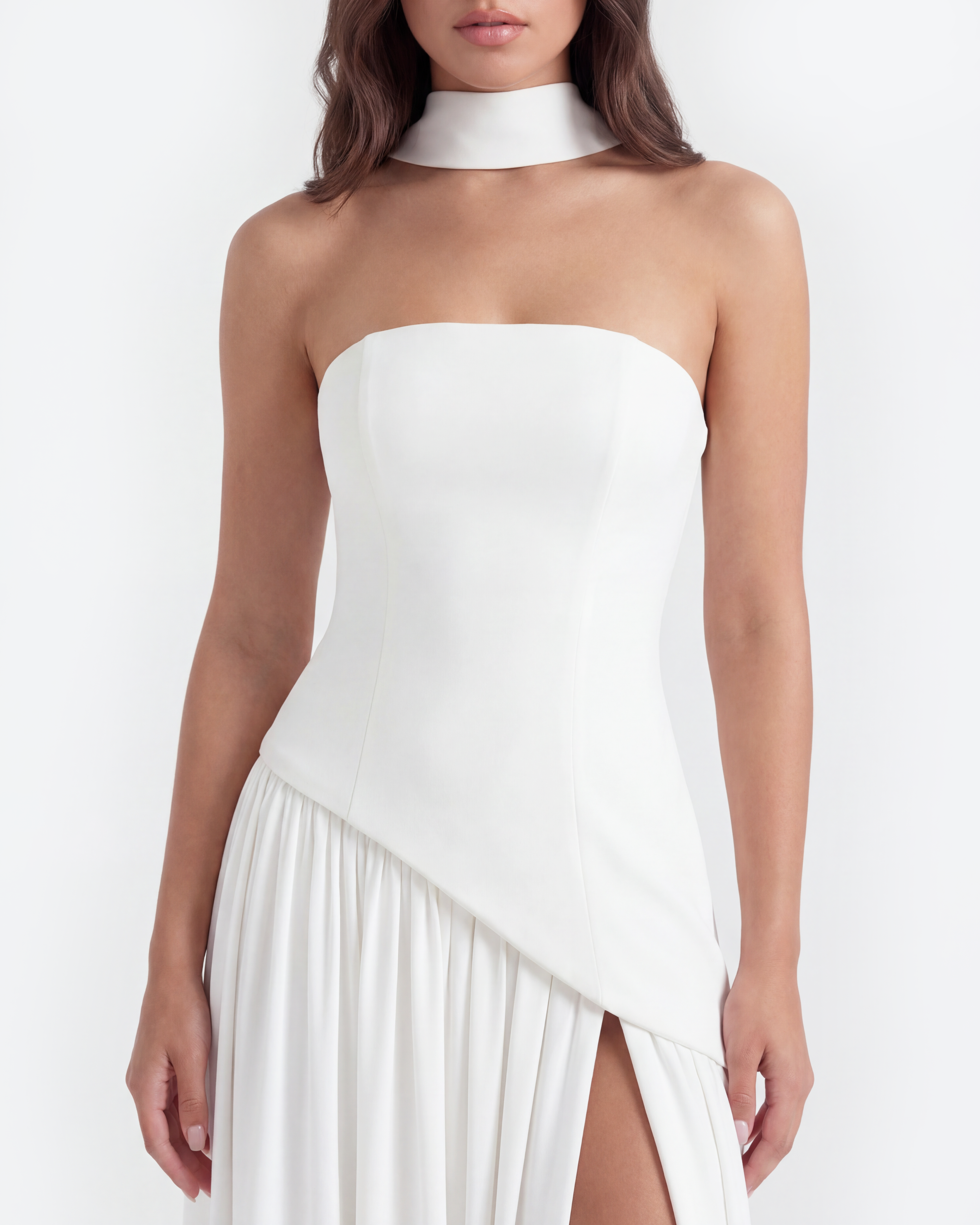 Serena Strapless Fitted Maxi Wedding Guest Dress - White