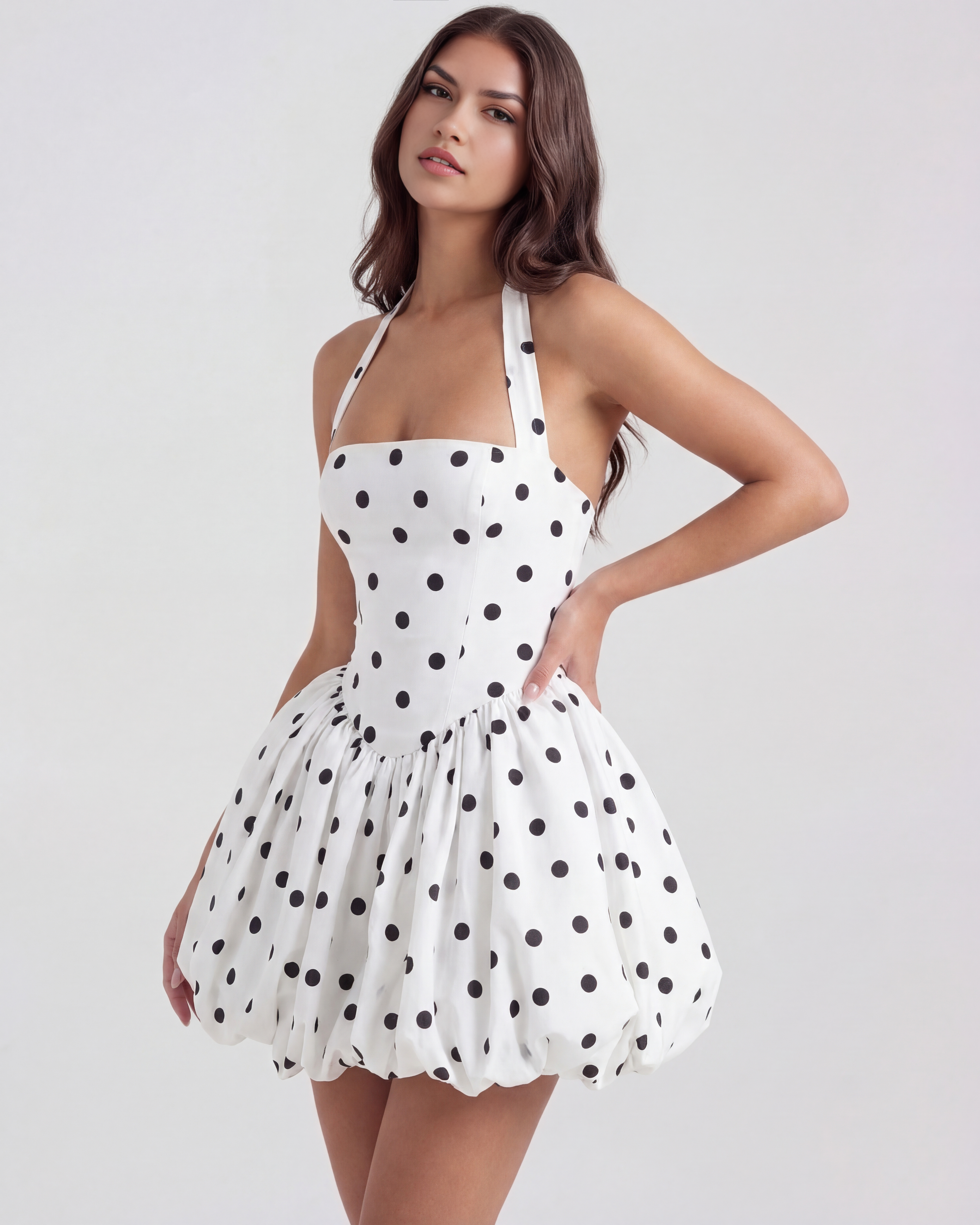 Giulia Vintage Polka Dot Mini Summer Dress - Black