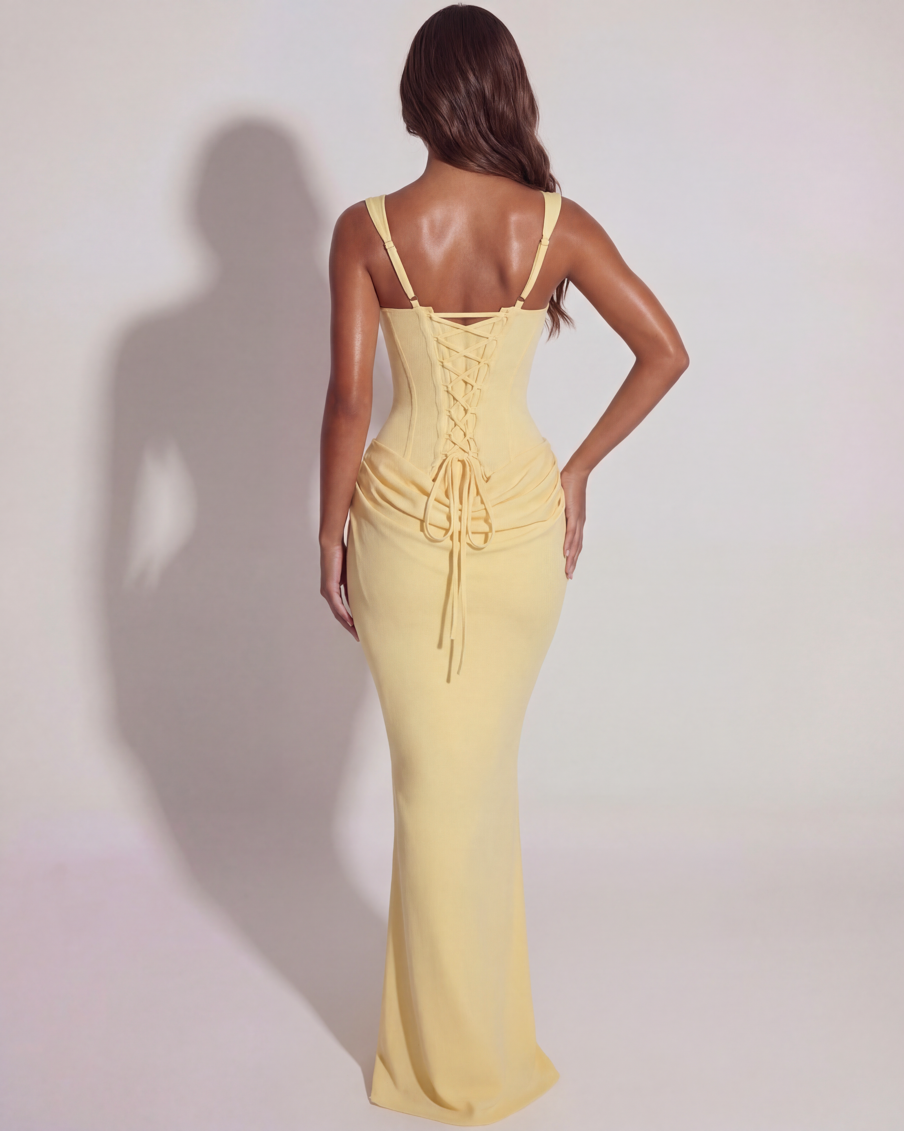 Eleonora Satin Strapless Maxi Evening Dress - Butter Yellow
