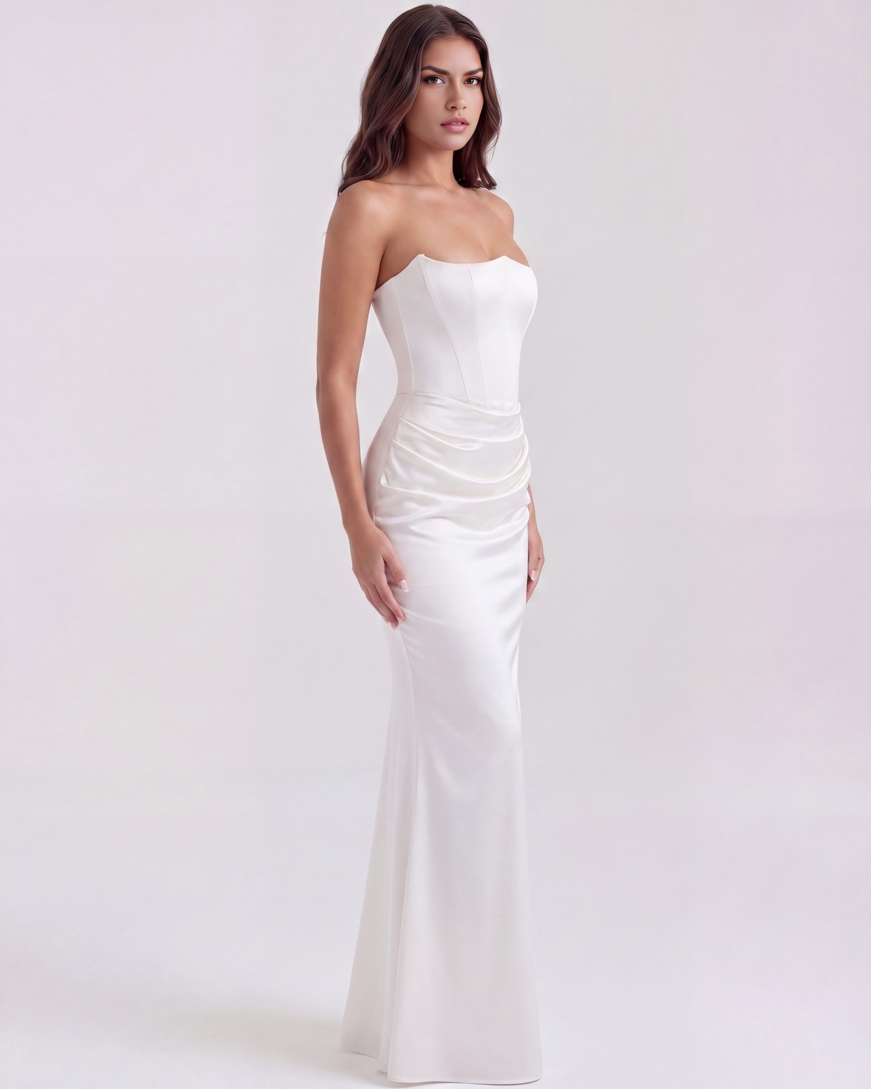 Rosalind Fitted Corset Maxi Wedding Guest Dress - White