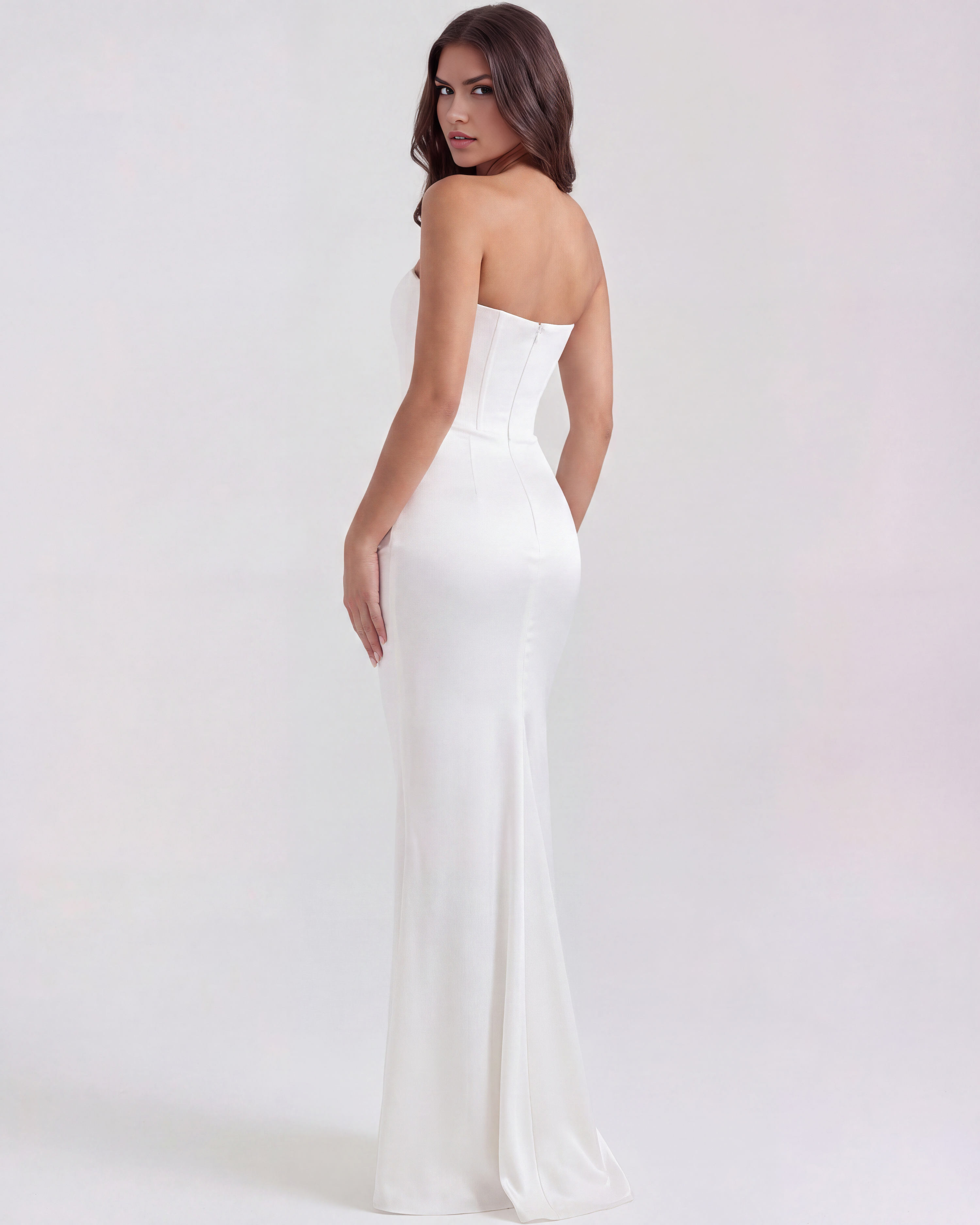 Rosalind Fitted Corset Maxi Wedding Guest Dress - White