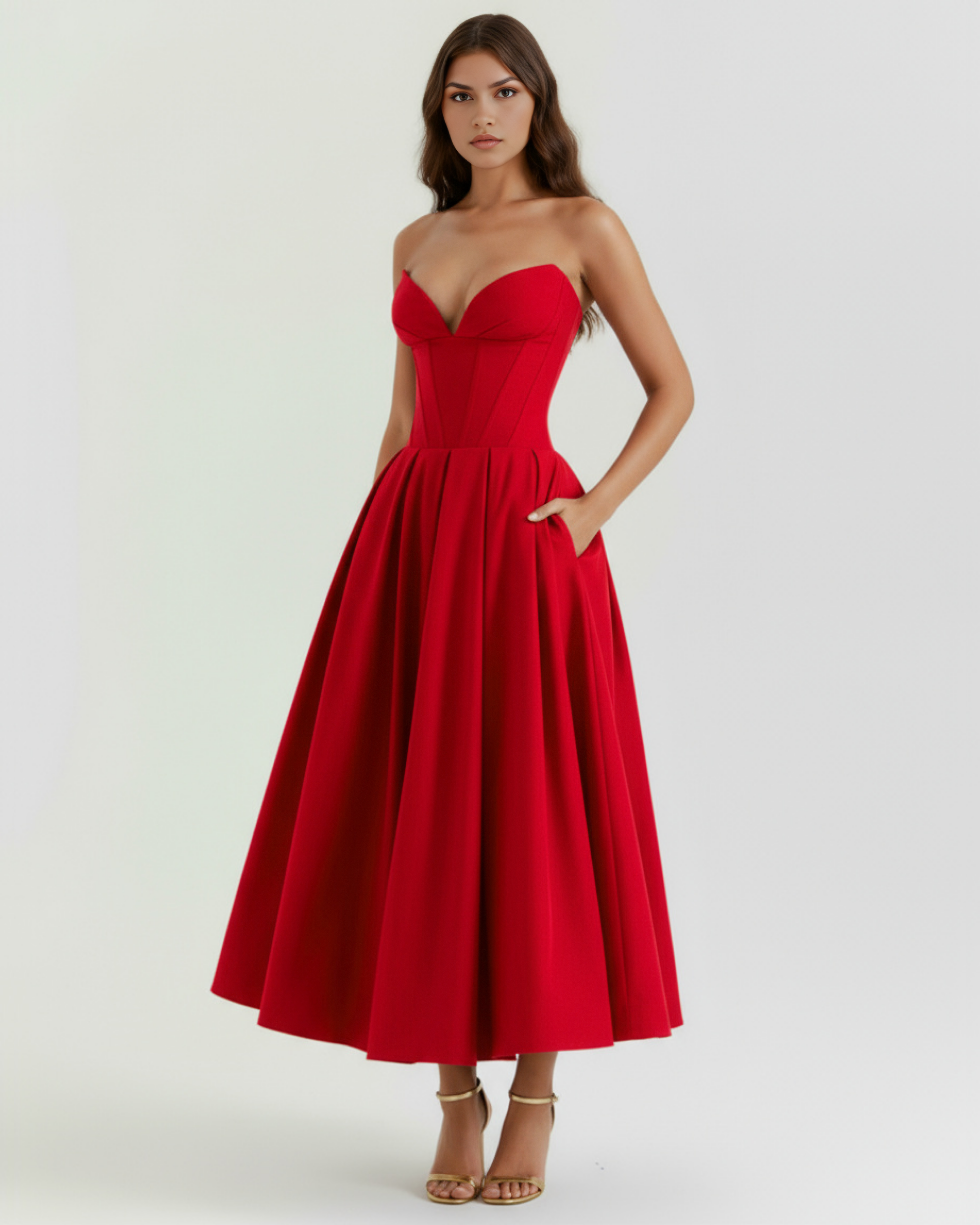 Amalfi Strapless Voluminous Maxi Wedding Guest Dress - White