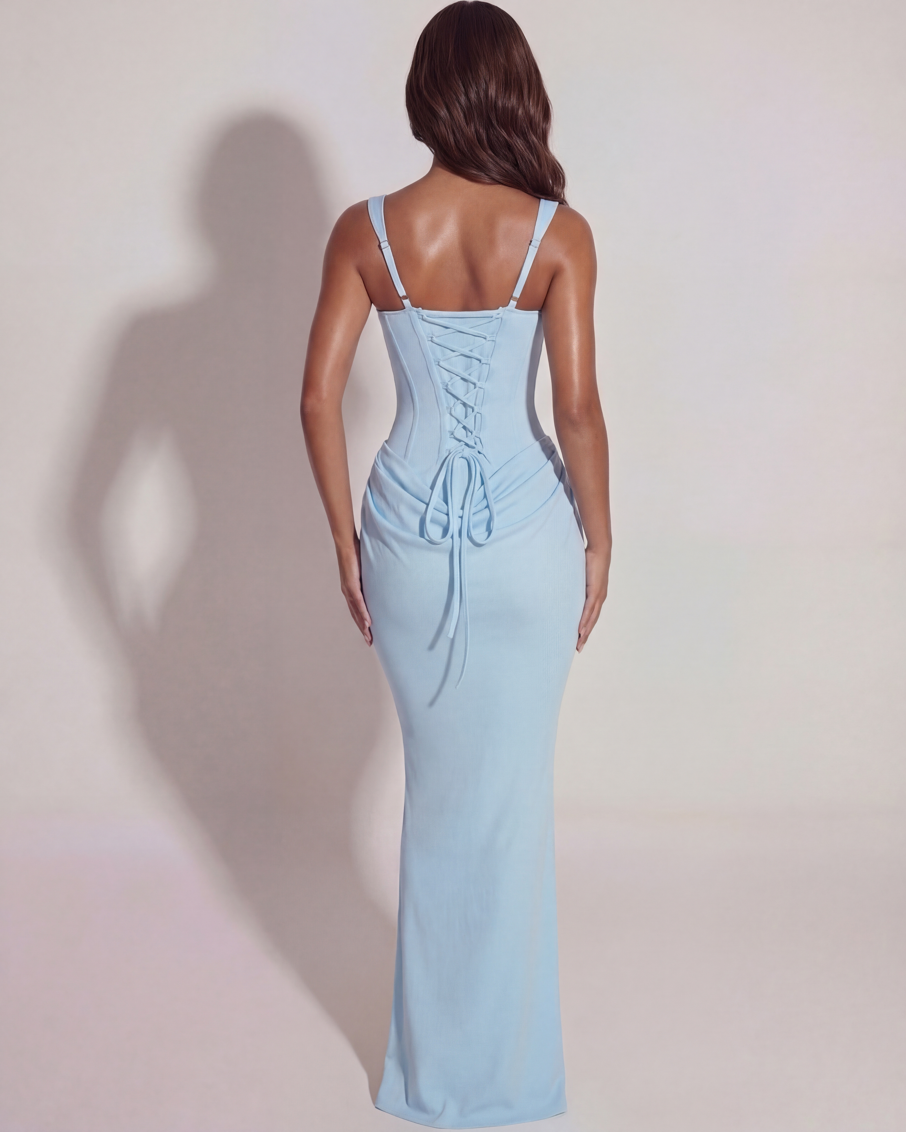 Eleonora Satin Strapless Maxi Evening Dress - Baby Blue