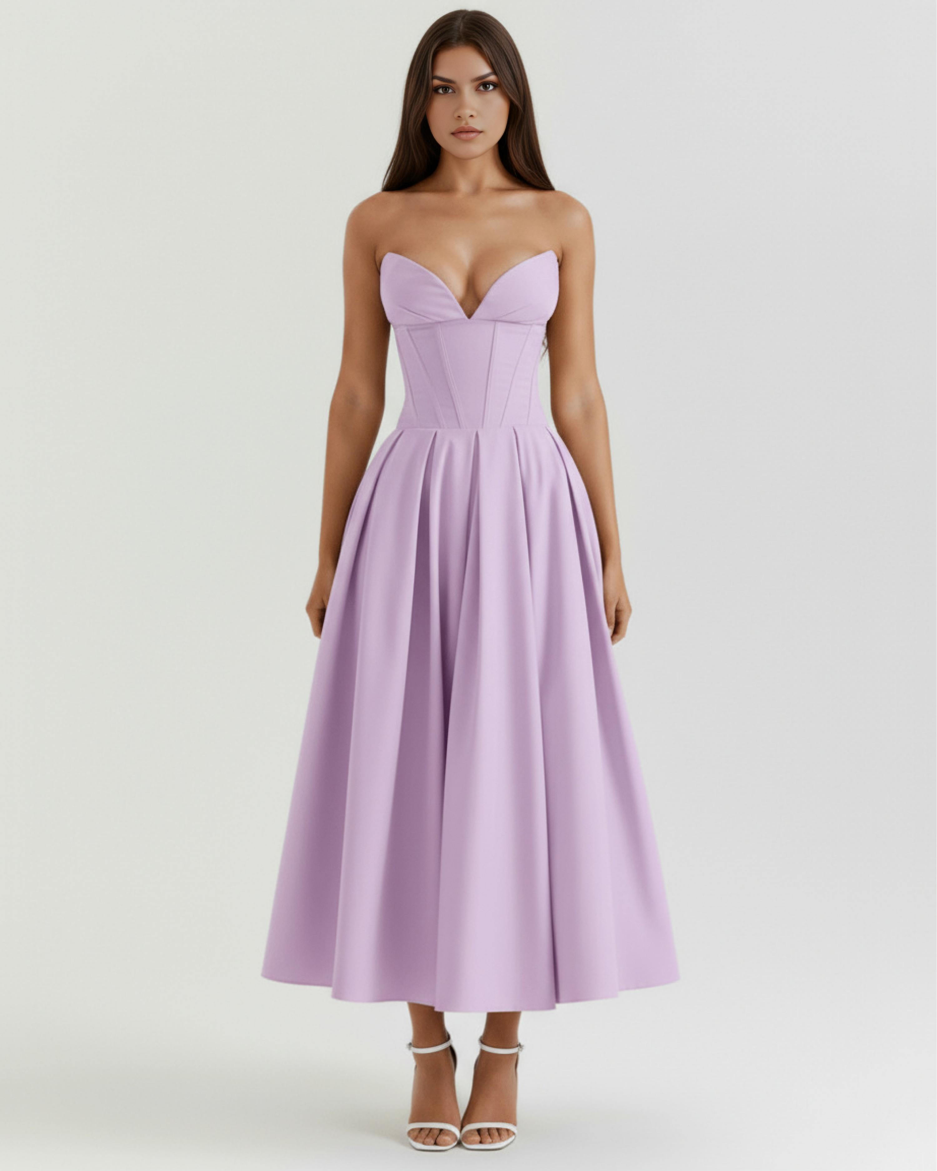 Amalfi Strapless Voluminous Maxi Wedding Guest Dress - White