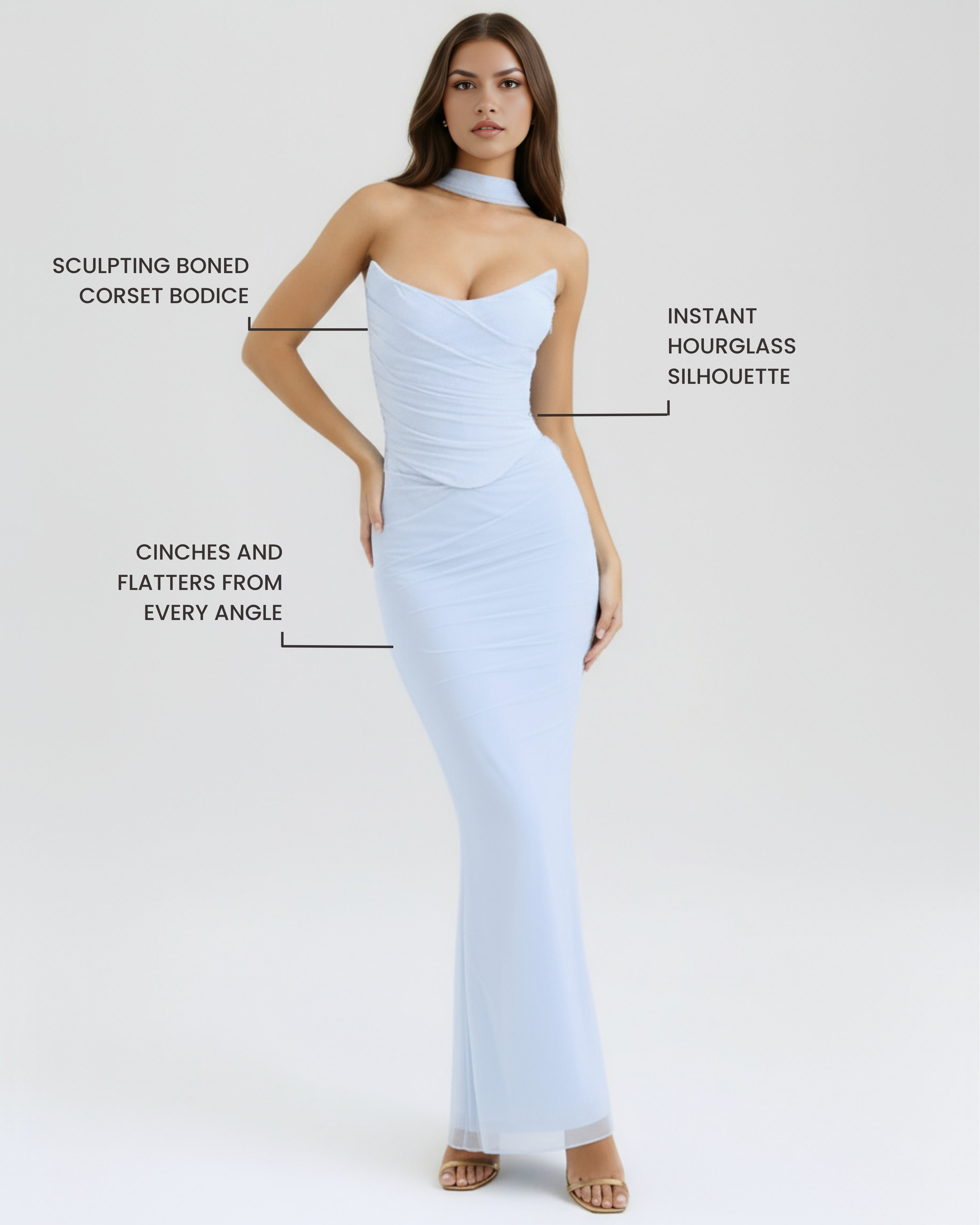 Malu Mesh Ruched Maxi Evening Dress - Black