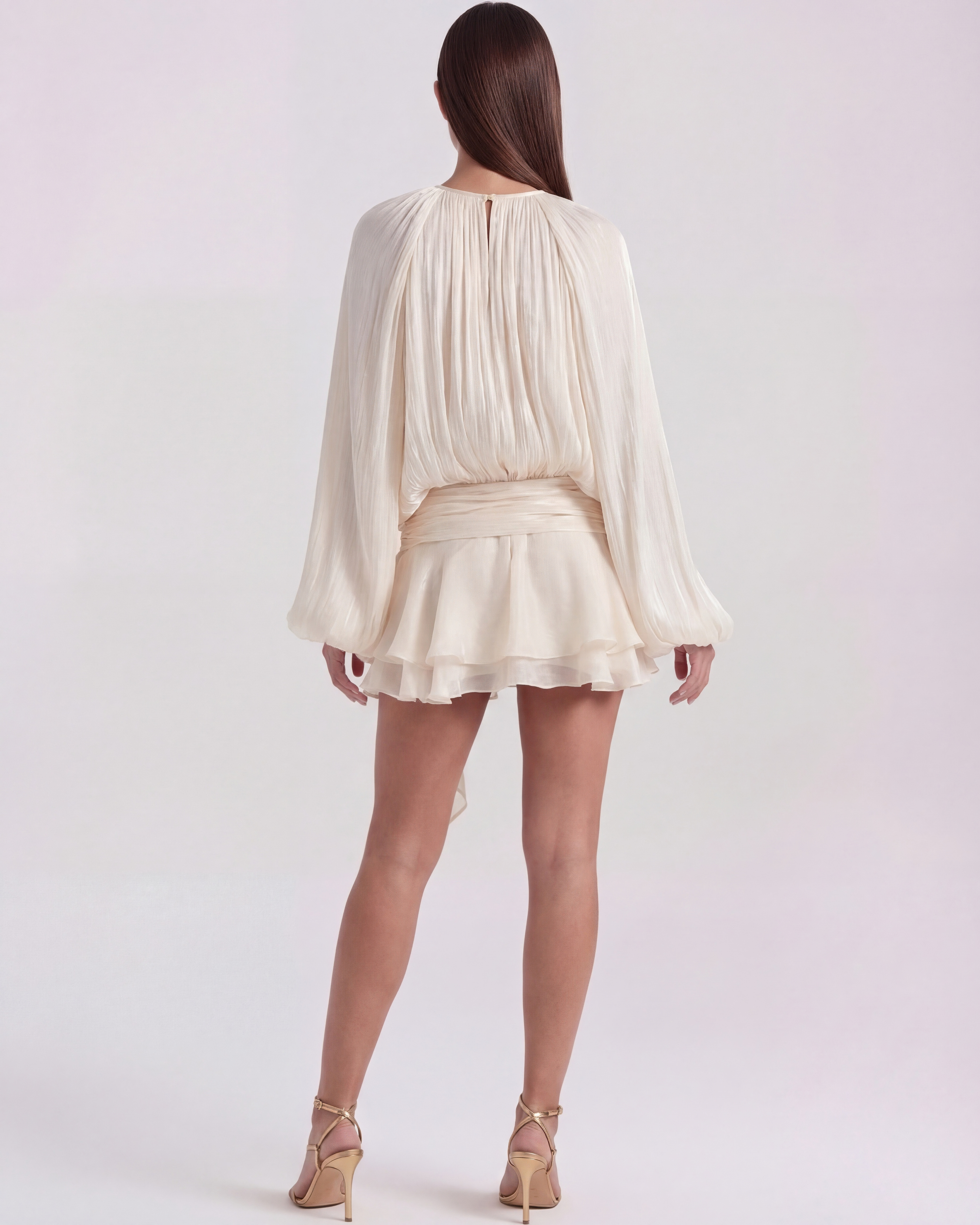Giovanna Pleated Draped Mini Cocktail Dress - Pearl