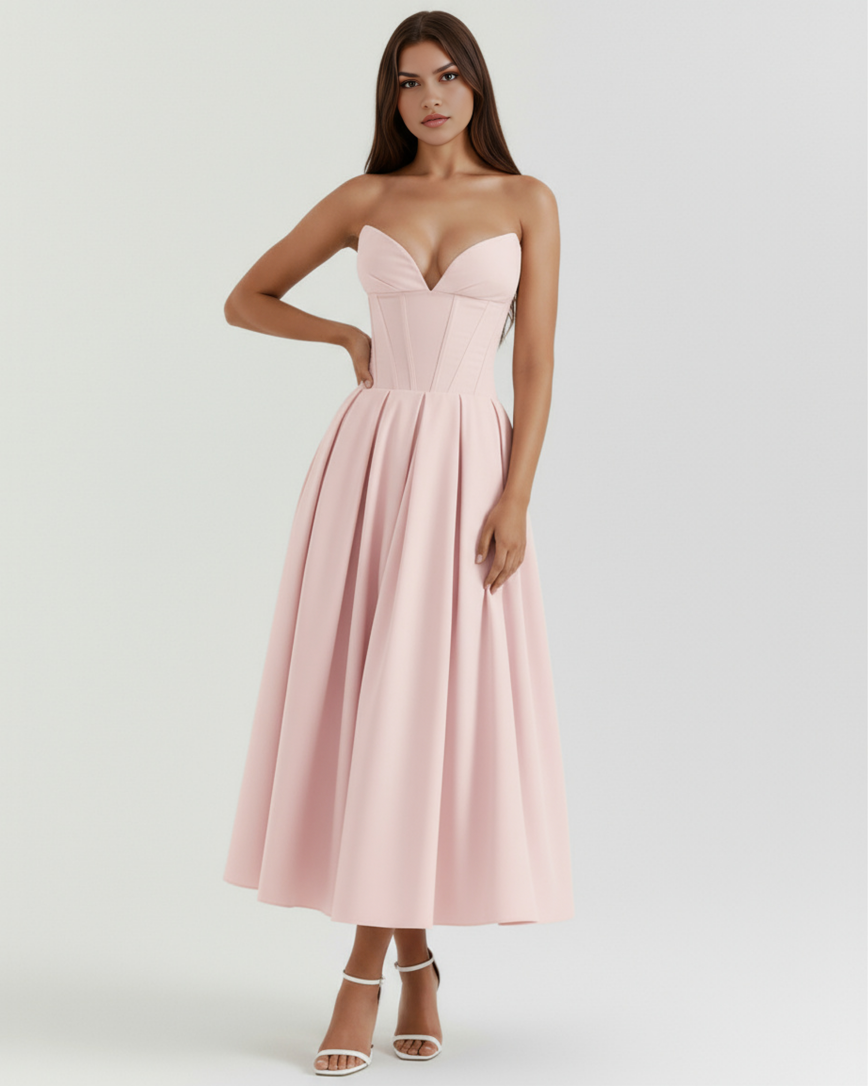 Amalfi Strapless Voluminous Maxi Wedding Guest Dress - White