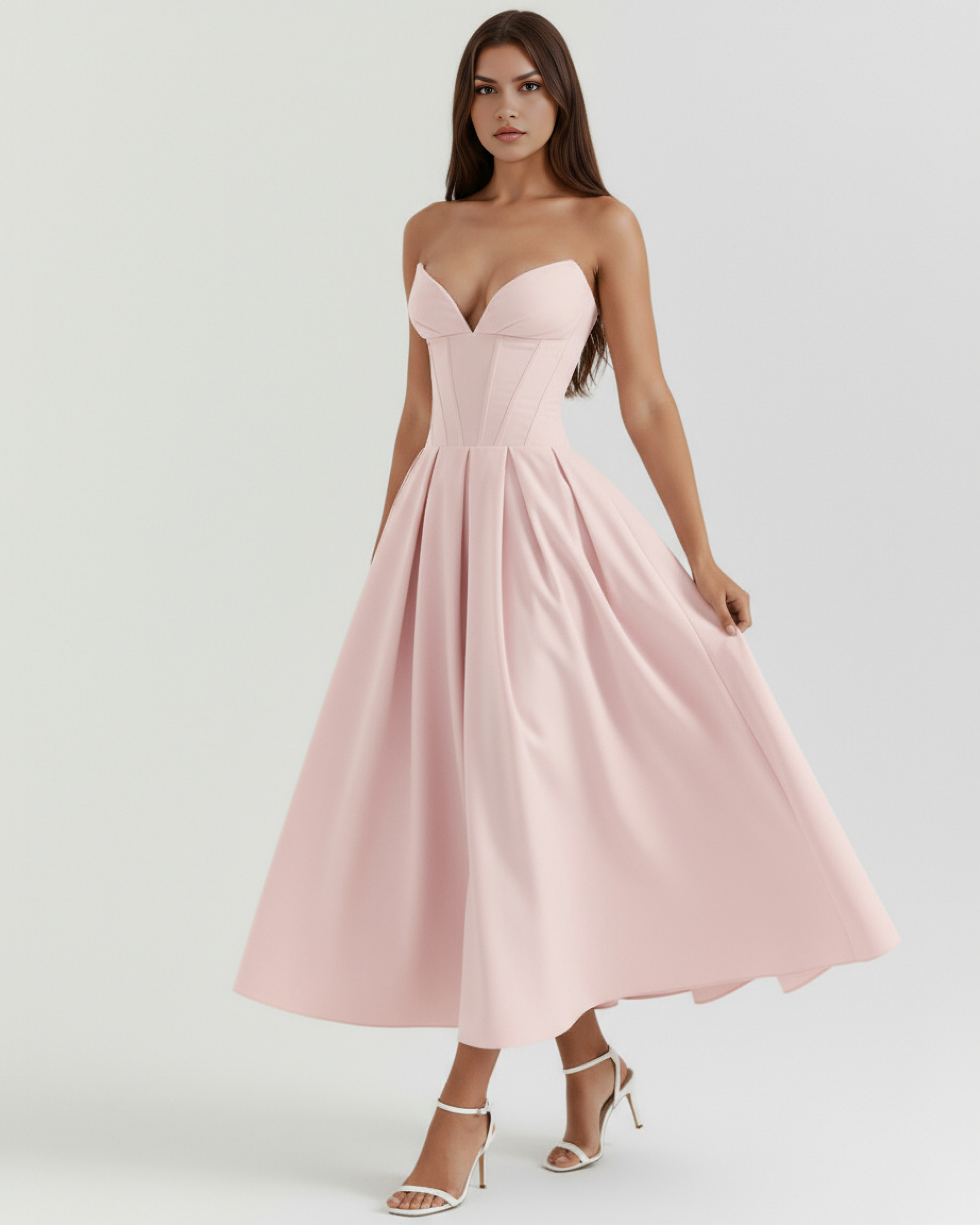 Amalfi Strapless Voluminous Maxi Wedding Guest Dress - White