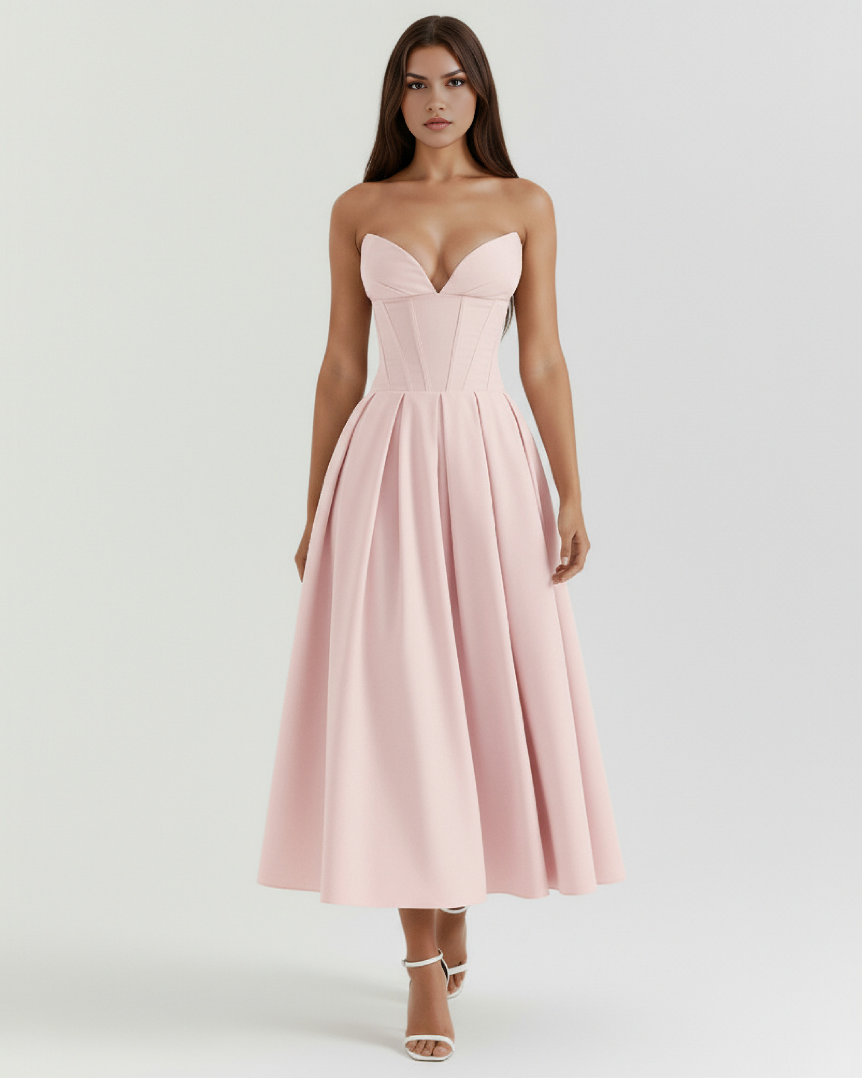 Amalfi Strapless Voluminous Maxi Wedding Guest Dress - White
