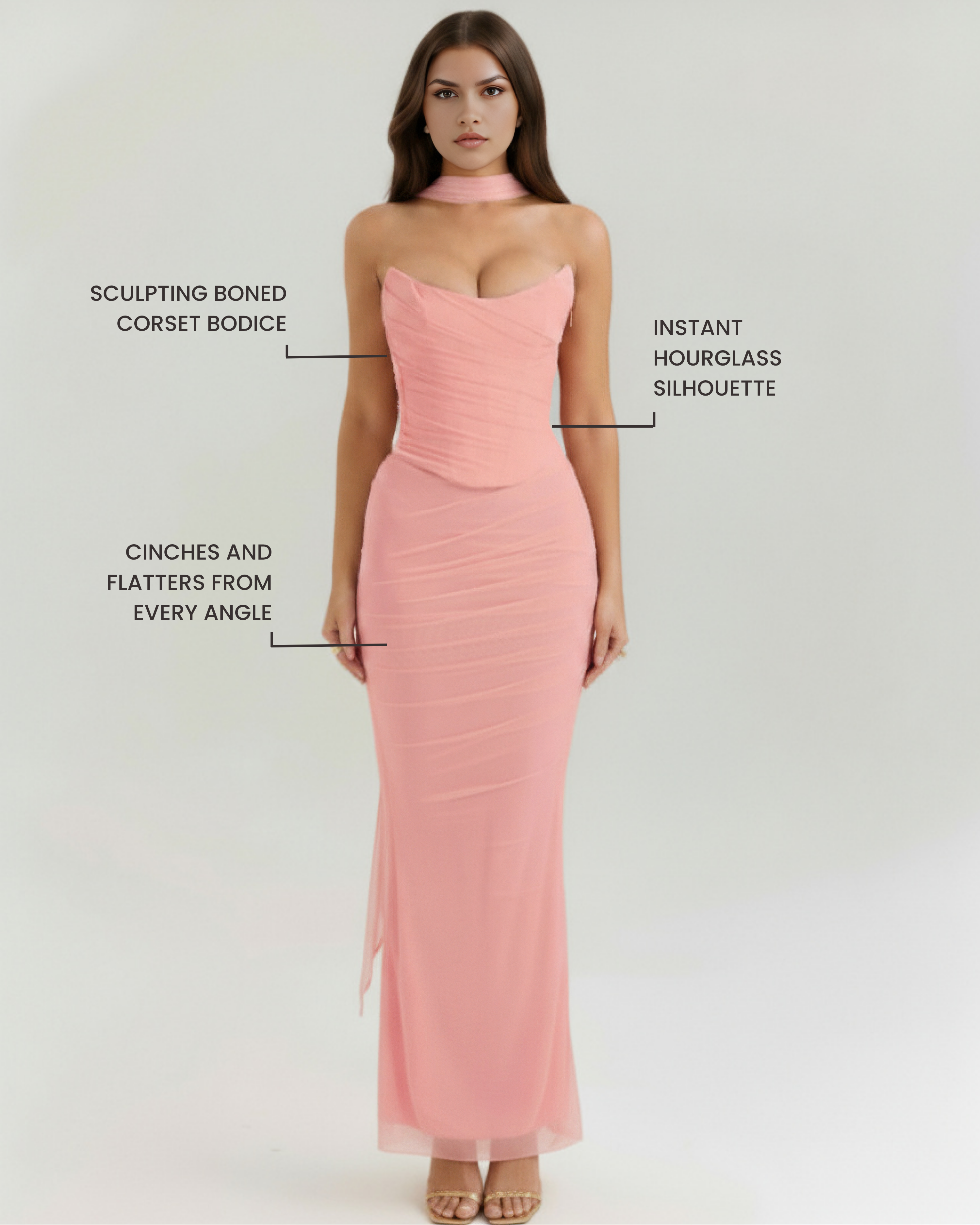 Malu Mesh Ruched Maxi Evening Dress - Black