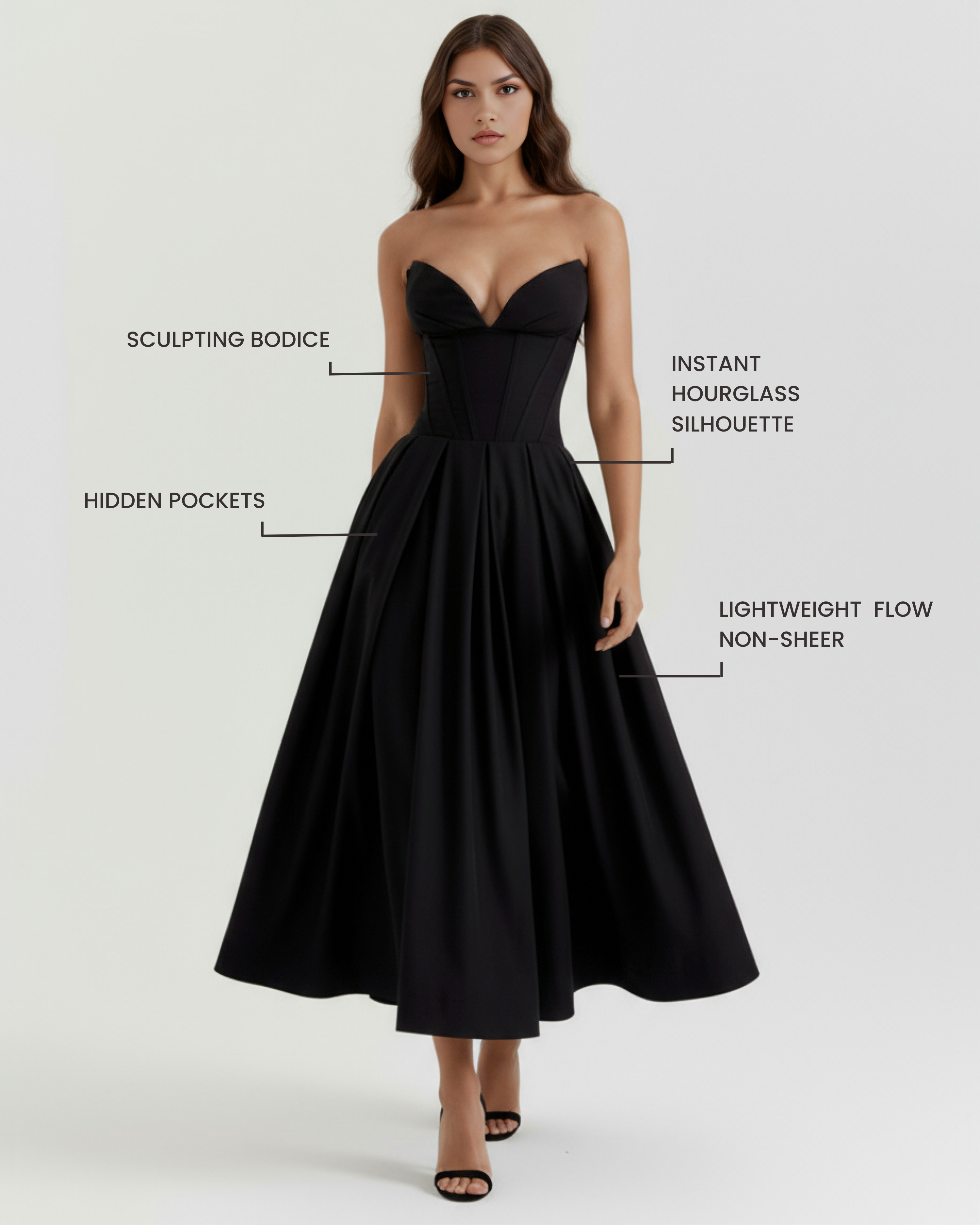 Amalfi Strapless Voluminous Maxi Wedding Guest Dress - Ivory