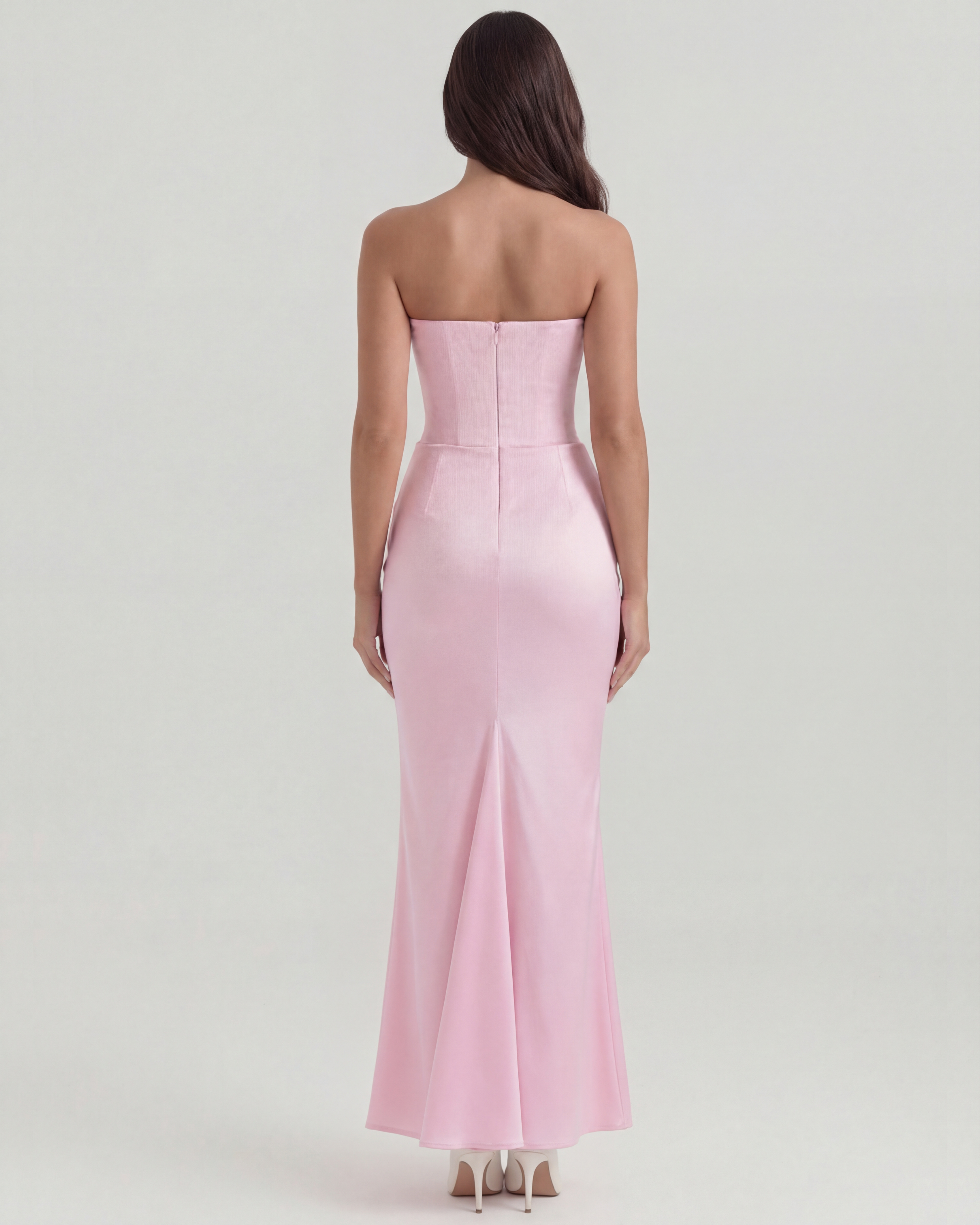 Rosalind Fitted Corset Maxi Evening Dress - Pink