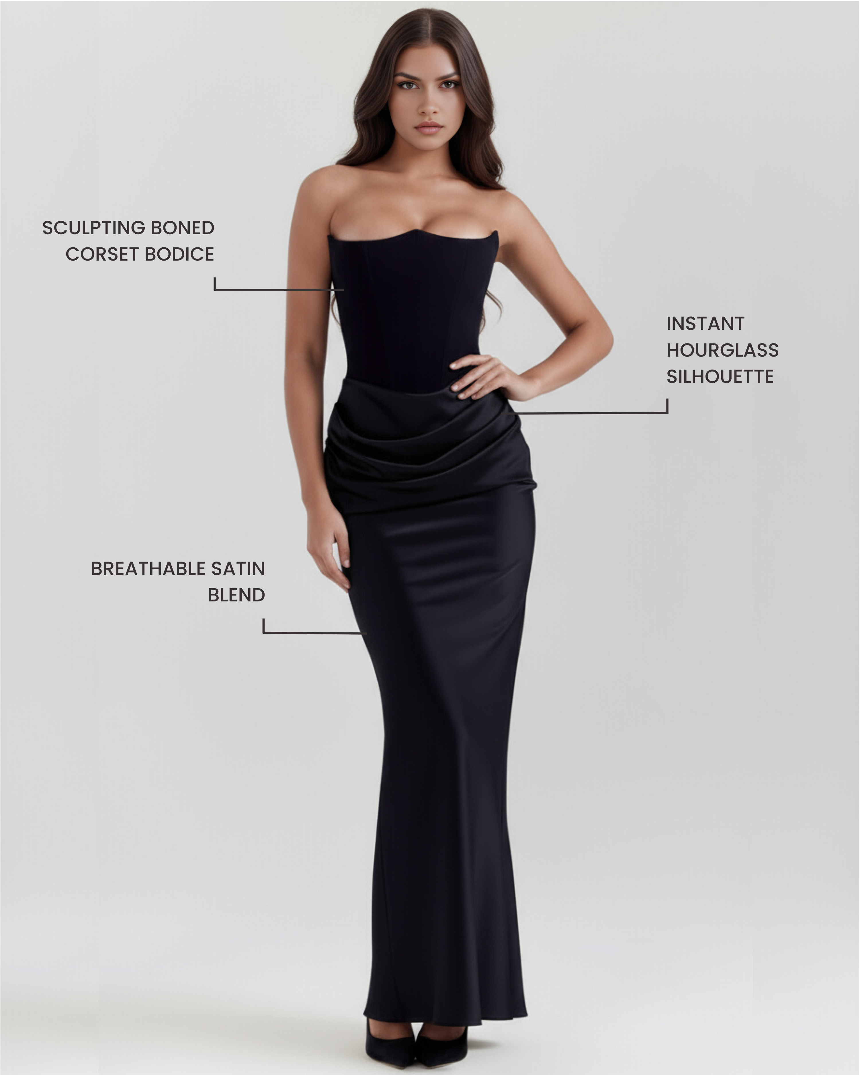 Rosalind Fitted Corset Maxi Evening Dress - Almond