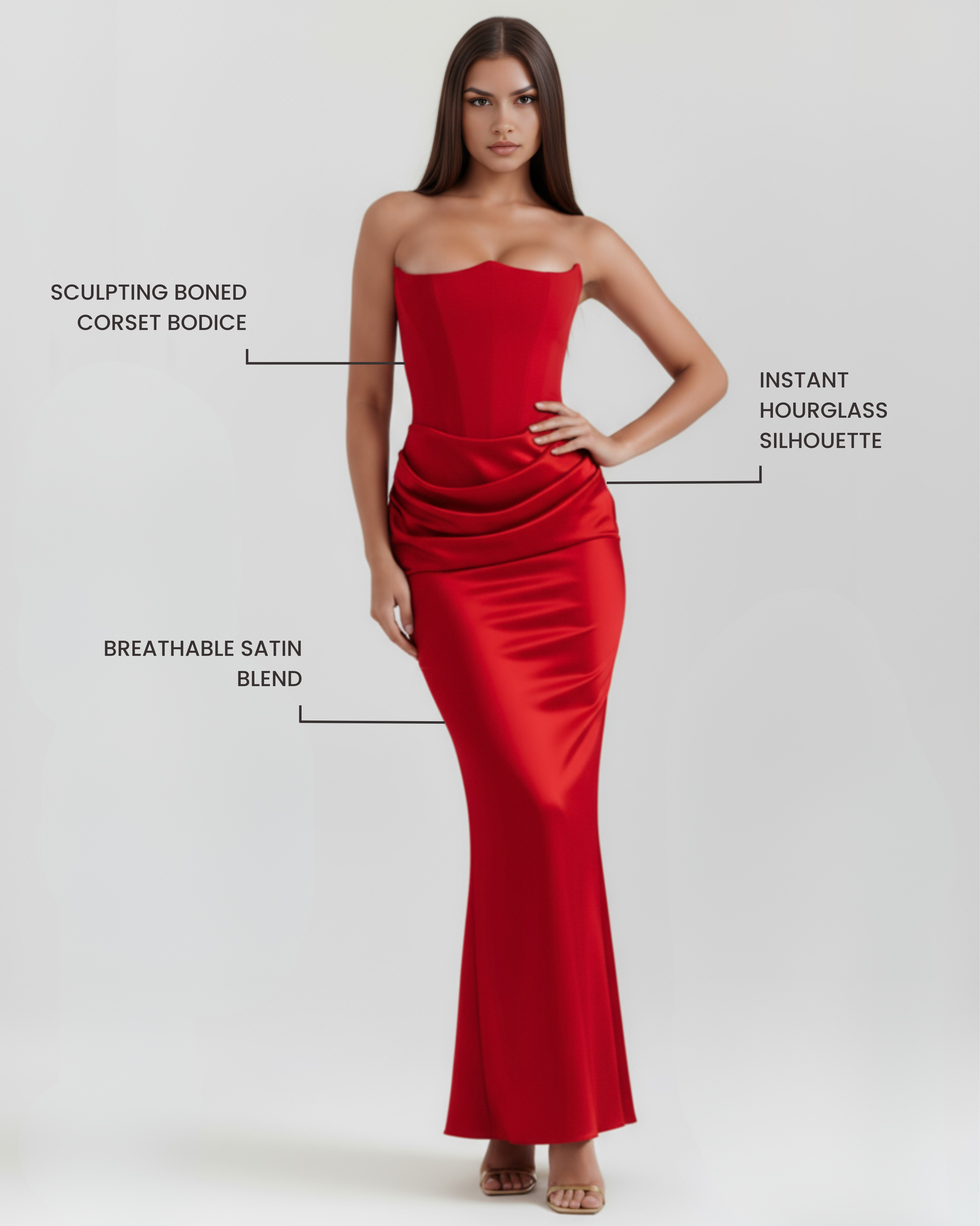 Rosalind Corset Fitted Maxi Evening Dress - Almond
