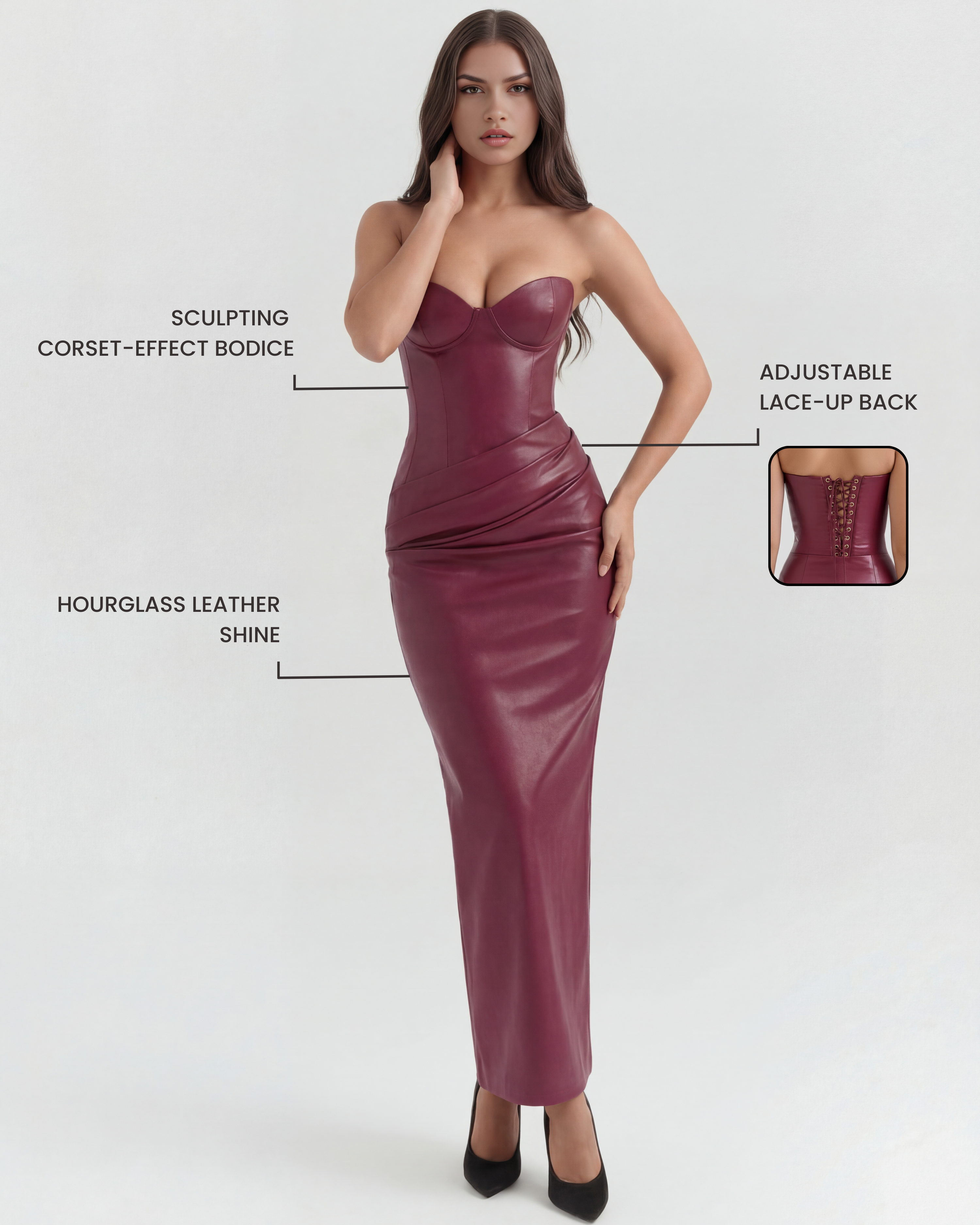 Vanessa Strapless Bodycon Midi Cocktail Dress - Black