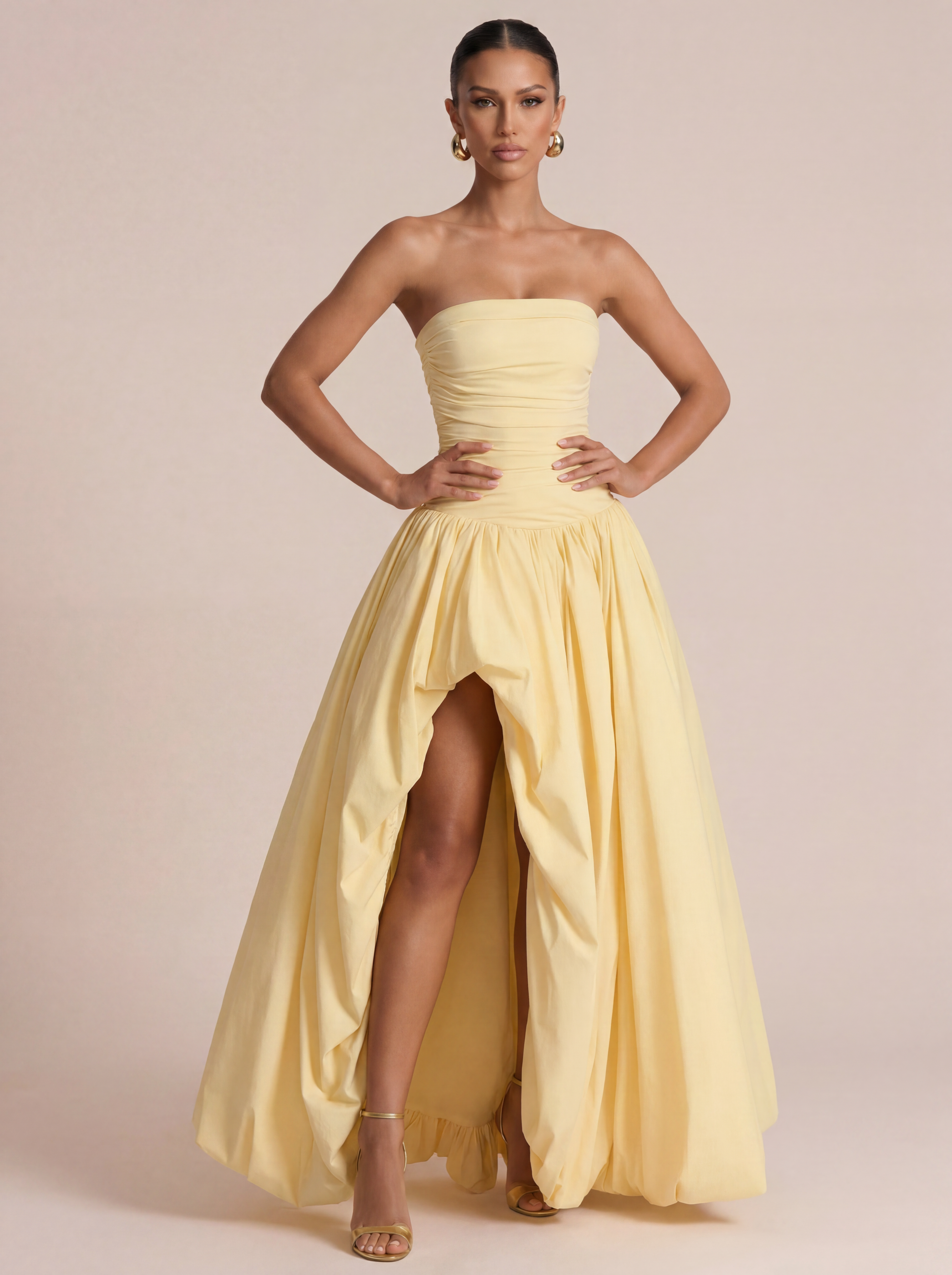 Serena Strapless Lace Up Gown Maxi Dress