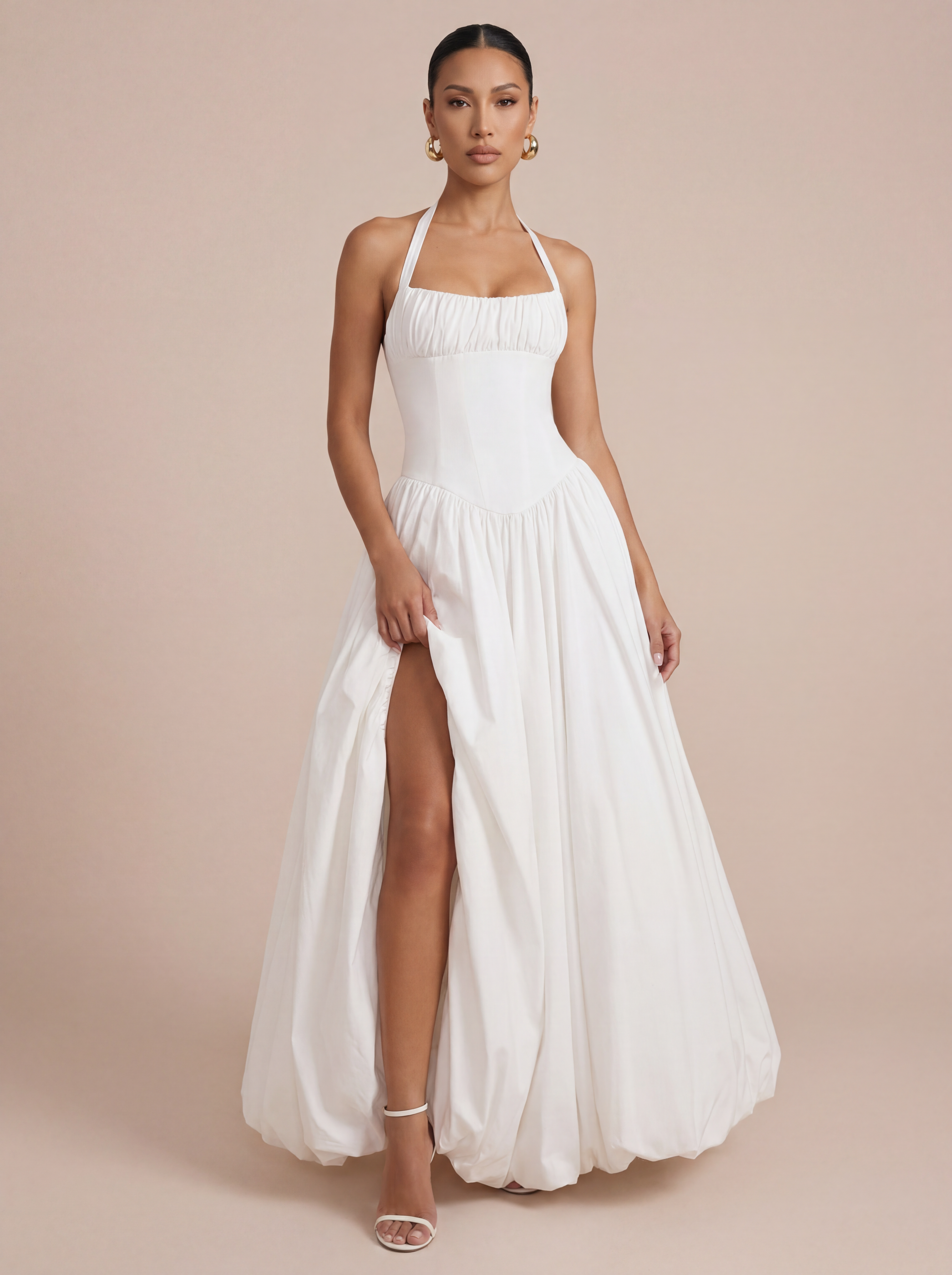 Emilia Elegant Halter Princess Maxi Dress