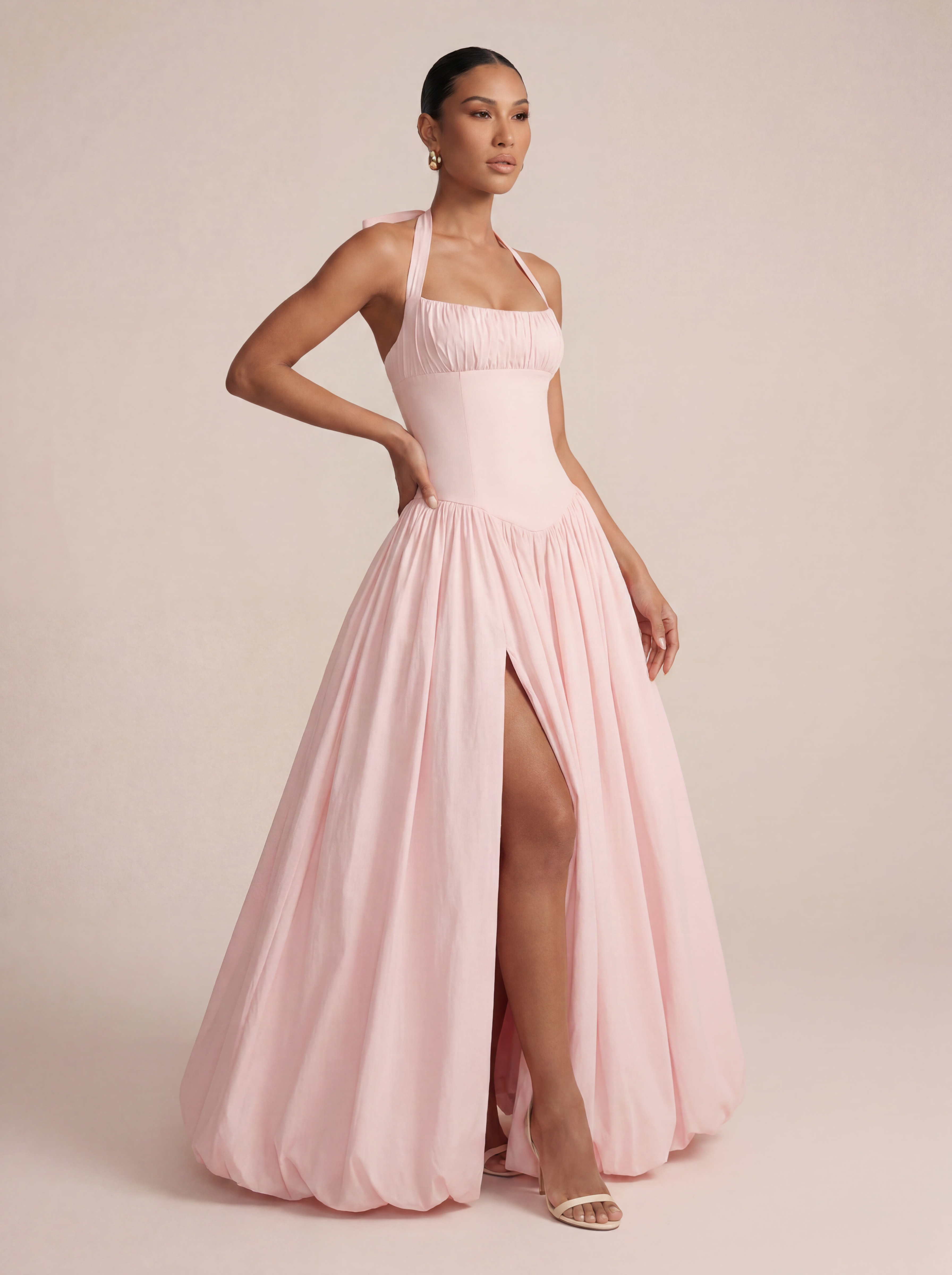 Emilia Elegant Halter Princess Maxi Dress
